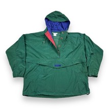 Vtg Columbia 4 Button Pullover Windbreaker Hooded Jacket  Green Blue Red 27x26” - £26.09 GBP