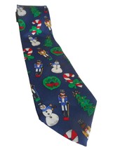 Silk Holiday Christmas Tie Blue snowman nutcracker Wreath X-mas Tree Can... - $186.34 MXN