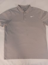 Nike Dri-FIT 3 Button Short Sleeves Collar  Gray Shirt Men&#39;s Size Large - £17.08 GBP