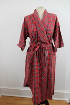 Vtg Gilligan &amp; O&#39;Malley L Red Plaid Check Flannel Cotton Half-Sleeve Rob... - $34.20