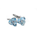 Silver Swiss Blue Topaz Mens Cufflinks Triangle Shape Cufflinks November... - $64.34