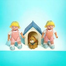 1990s Fisher Price LOVING FAMILY Dollhouse 2 Girls Pet Dog and Doghouse - $31.98