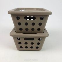 (Lot of 2) IKEA Rundbal Storage Basket W/ Lid Stackable Tan 7x5.5x3.25&quot;  - €14,54 EUR