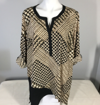 Catherines 2X WP Petite Top NEW Blouse Asymmetrical Hem Roll Tab Sleeves - $12.50