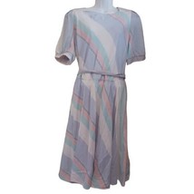 Vintage Pastel Dress Belted Striped - £21.36 GBP