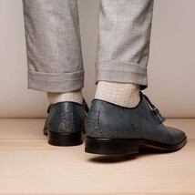Pannuci Exotic Men's Shoes Classic Dress Oxford Tasseled Laces Navy image 8