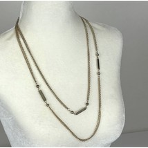 Vintage Gold-Tone Ball &amp; Bar Open Chain Link Long Necklace - $332.16 MXN
