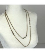 Vintage Gold-Tone Ball &amp; Bar Open Chain Link Long Necklace - $332.16 MXN