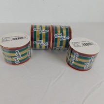 4 Christmas Crafting Ribbon Wire Edge 2.25 x 9 Feet Green Red Gold Strip... - $9.75