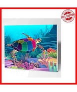 Creative 16x12 Pre-Framed Paint by Numbers Kit - Colorful Sea Turtle Design - $748.23 MXN