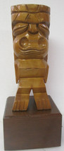 Vintage Hand-Carved Wood Primitive Sculpture on support block 13.75&quot; Tall - £14.28 GBP