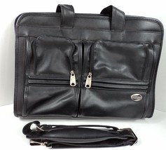 American Tourister Black Leather Laptop/Briefcase Bag w/ Shoulder Strap ... - £15.45 GBP