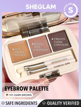 SHEGLAM Full Filled Eyebrow Palette 101 Dark Brown Gift Party Essential - $203.81 MXN