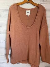 Aerie Sweater Women&#39;s Size Medium Tan Knit Scoop Neck Long Sleeve Pullov... - $13.29