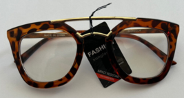 Demi Frame Clear Lens Sunglasses Gold Glasses - £7.46 GBP