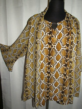 Atelier 29 silky, stretchy snake print blouse, bell sleeve, Plus size 3X - £21.32 GBP