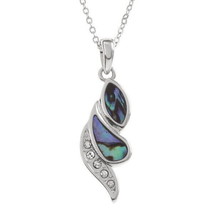 Tide Jewellery inlaid Paua shell diamante strip swirl pendant with inset glass s - £19.40 GBP