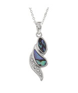 Tide Jewellery inlaid Paua shell diamante strip swirl pendant with inset... - £19.20 GBP