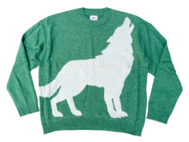 Urban Outfitters BDG Mens XL Green/ White Howling Wolf Crew Holiday Sweater - $42.06 CAD