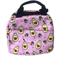 Avocado Graphic Printed Insulated Lunch Bag Pink Zippered Handles Guacamole New - £12.64 GBP