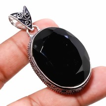 Black Spinel Vintage Style Handmade Fashion Ethnic Pendant Jewelry 2.30&quot; SA 2281 - £7.06 GBP