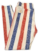 NEW LuLaRoe TC (12–18) American Red White Blue Distressed Striped Leggings - $17.81