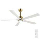 60&quot; Modern Ceiling Fan with Lights and Remote Control White And Gold 5 B... - $4,043.95 MXN