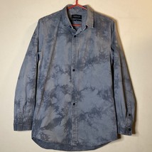 PacSun Shirt Mens Large Gray Tie Dye Button Up Longer Fit Casual Long Sleeve - £15.20 GBP
