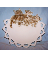 Westmoreland White Milk Glass Plate Featuring 3 Brown Kittens &amp; Scallope... - $458.64 MXN