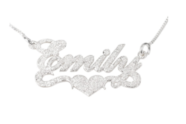 Sparkle Name With Heart Necklace: Sterling Silver, 24K Gold, Rose Gold - £102.25 GBP