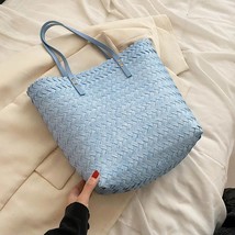 Nature Straw Bucket Bags For Women Summer Soft Handbag Ladies Casual   Bag Handm - £138.15 GBP