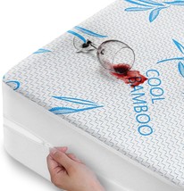 Cooling Bamboo Rayon Mattress Protector With Zipper - 100% Waterproof Size, King - $47.96