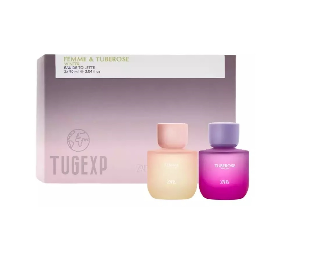 ZARA FEMME WINTER & TUBEROSE WINTER 2 x 90ml Duo Set EDT Spray Fragrance New