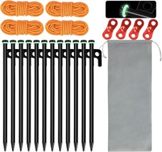 Tent Stakes From Oudew, 12-Pack Heavy Duty 10 Inch Metal Stakes, Canopy ... - $35.99