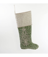 katherine&#39;s collection Christmas Stocking Peace on Earth 23” green Pearl... - $47.99