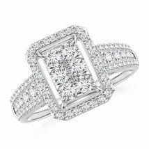 ANGARA 2.4mm Natural Diamond Cluster Engagement Ring with Halo in Silver - £700.31 GBP+