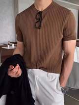 Men&#39;s Full Size Ribbed Knit Short Sleeve T-Shirt Plus Size - $30.49