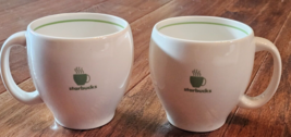 Set of 2 Starbucks Mugs Barista 2003 Green Steaming Aroma Coffee Cups - £17.98 GBP