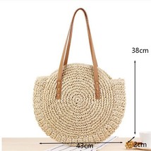 Round Straw Bags Women Shopping Bag Summer Travel Handmade Woven Rattan Beach Ha - £19.98 GBP