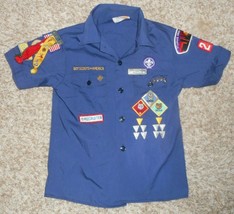 Vintage Boy Scouts Of America Blue Uniform Shirt W/ Pins Youth St Louis Webelos - £37.20 GBP