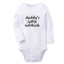 Daddy&#39;s Little Sidekick Funny Baby Bodysuits Newborn Romper Infant Long ... - £8.67 GBP