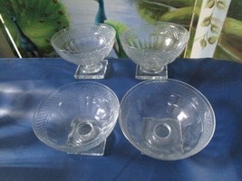 CRYSTAL 4 SORBET FRUIT FOOTED CUPS DIAMOND PANELED DESIGN - $51.47