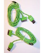 2 GREEN CLOTH RD IPHONE4 3 I PADCHARGER PHONE CORD - $4.70