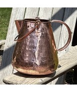 Vintage Hand Hammered Solid Copper Water Pitcher Double Handle Primitive... - €78,37 EUR