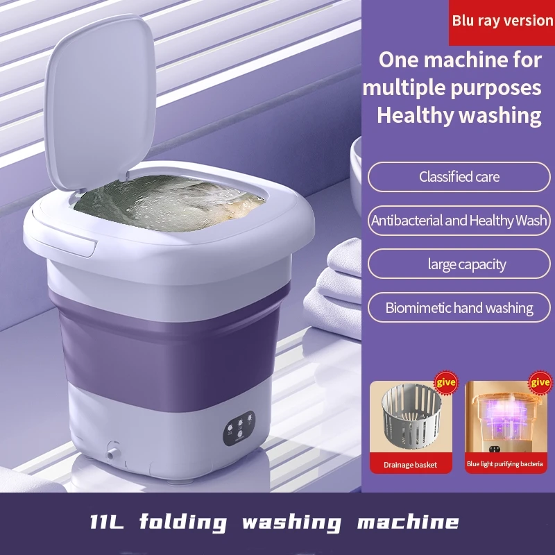 11L Folding Portable Washing Machine Big Capacity with Clothes Spin Drye... - $77.30+