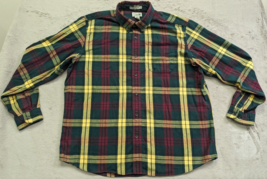 LL BEAN Traditional Fit Men’s Flannel Shirt Plaid Blue Yellow Red Size X... - $13.96