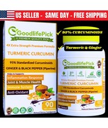 Powerful Turmeric Curcumin with 95% Curcumid, Ginger & Black Pepper-90ct.Natural - $18.78
