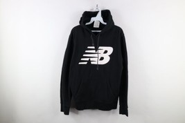 Vintage New Balance Mens Size Medium Faded Big Logo Hoodie Sweatshirt Black - $49.45