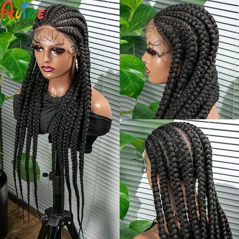 Racks synthetic lace braided wigs 36 inch synthetic lace front wig hd full lace crochet thumb200