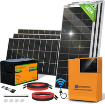 4.8KWH Solar Power Complete Kit 1200W 24V with Lithium Battery and Inverter for - £2,330.72 GBP